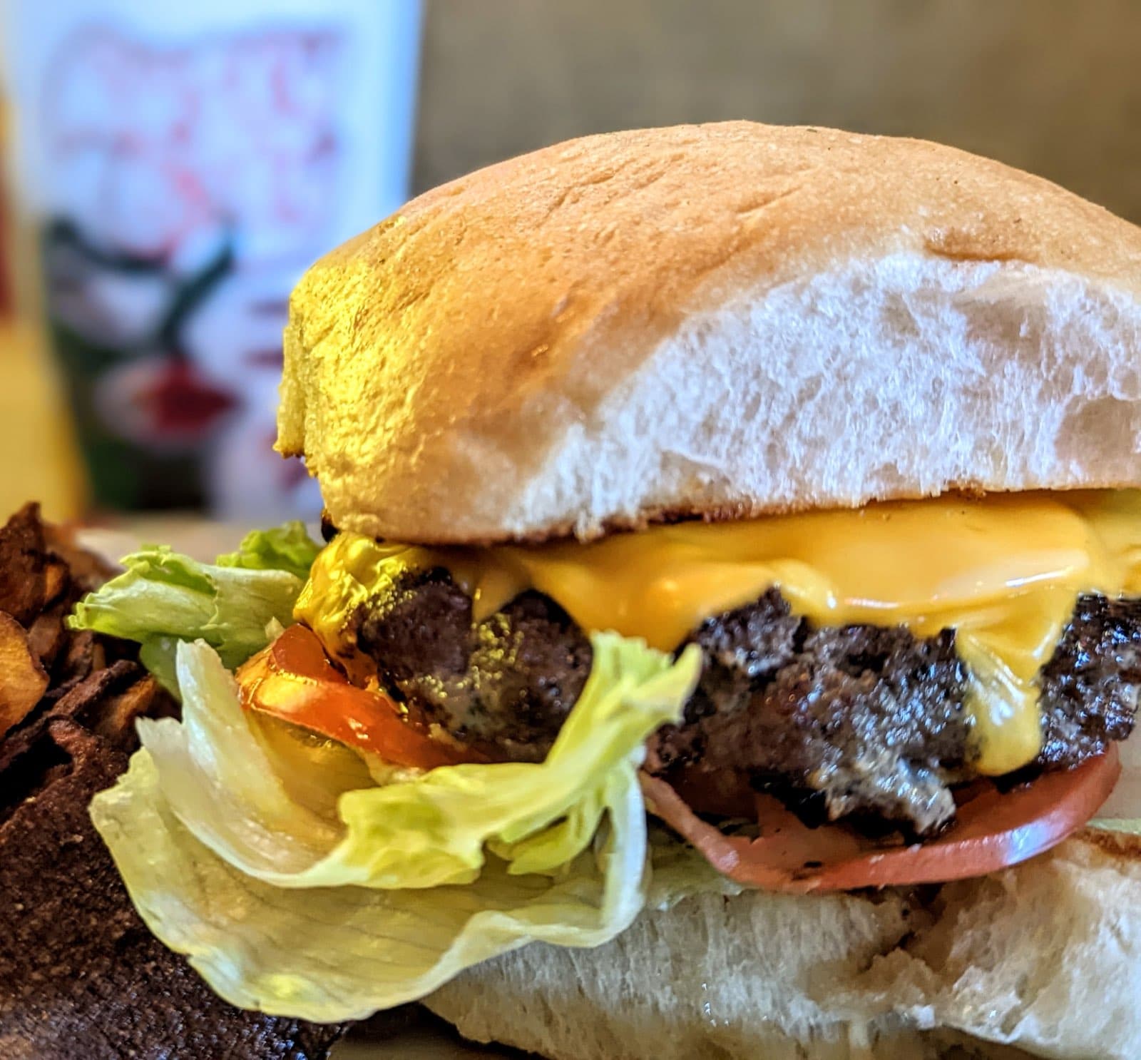 A Rosey Baby cheeseburger and fries