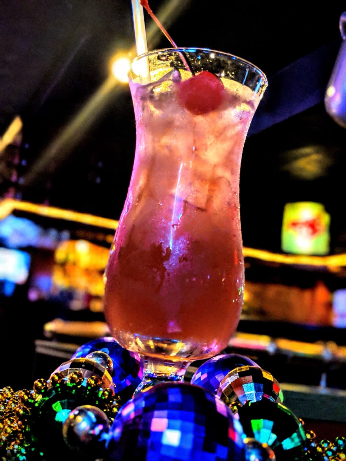 A hurricane cocktail at Rosey Baby's bar