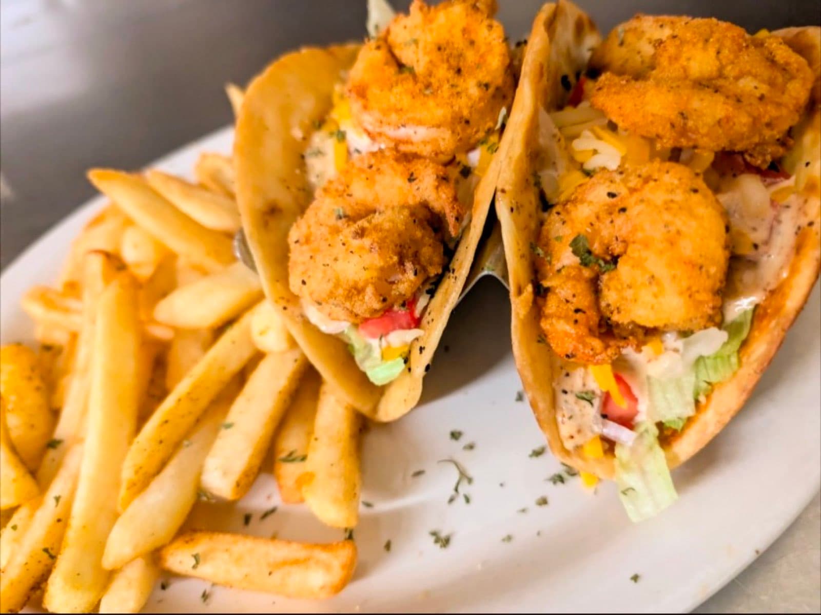 Fried shrimp tacos at Rosey Baby